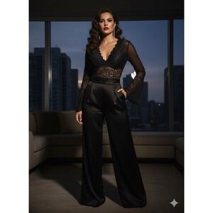 Jette Bodysuit Womens 38D Black Lace Sheer Underwire Unlined Lingerie Sexy Disco